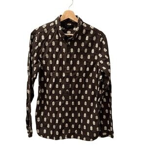 Allsaints long sleeve patterned flannel button down shirt.